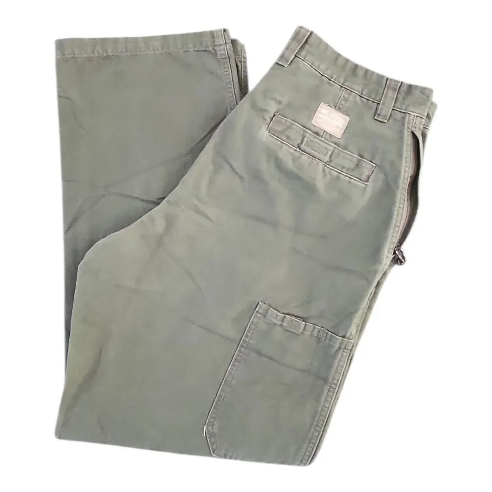 Columbia Pants Mens 32x30 Olive Cargo Canvas Relaxed Fit Straight Leg Casual